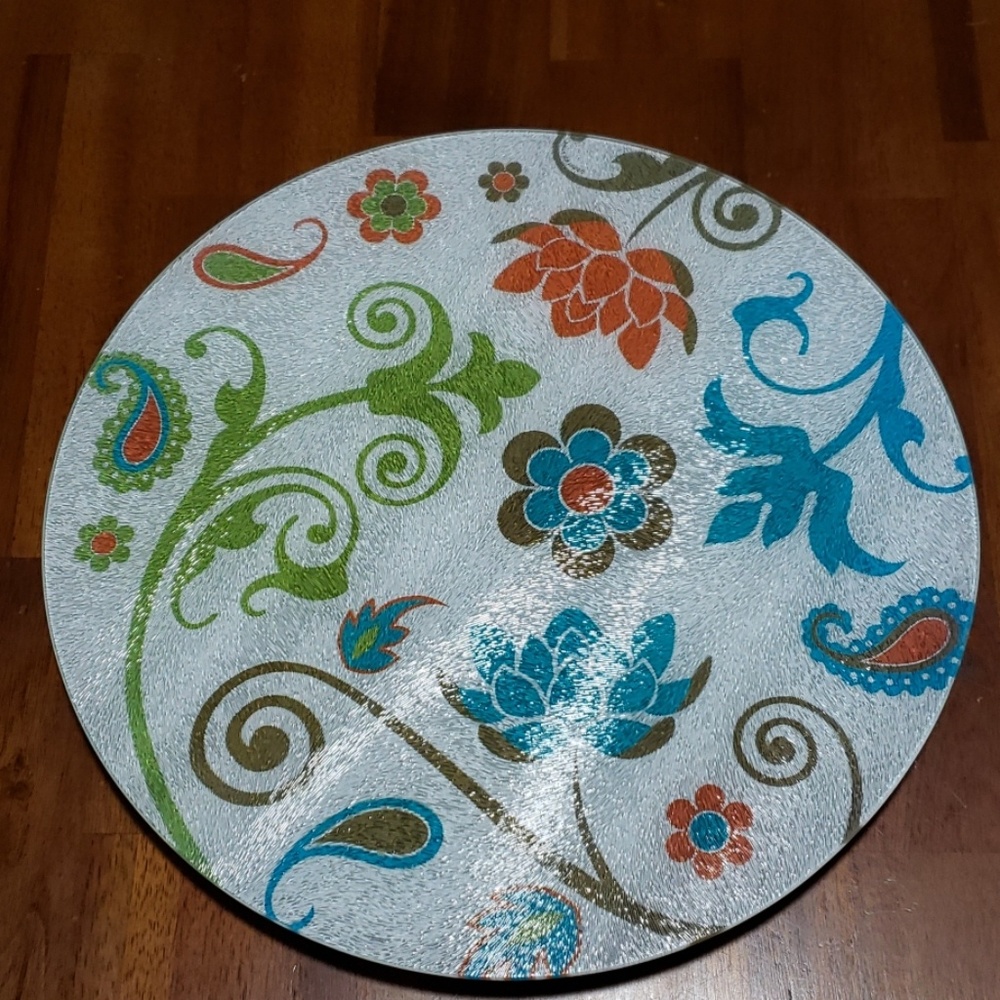 Lazy Susan glass floral table centerpiece